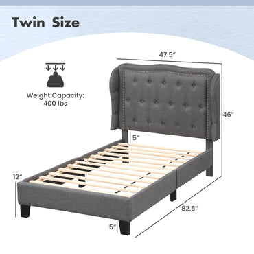 Goflame Twin Bed Frames with Headboard