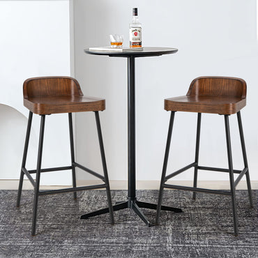 Bar Stool, 24.5-Inch Height Industrial Pub Stool with Backrest and Footrest, Metal Legs, Low-Back Breakfast