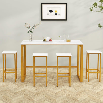Goflame Bar Stools Set of 4, 26" Backless Barstools with Metal Legs & Footrest, Breakfast Bar Dining Chairs