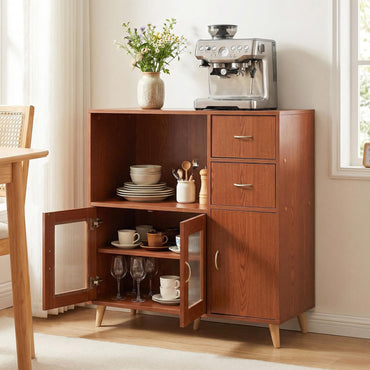 Goflame 36 Inch Sideboard Buffet Cabinet with Open Compartment