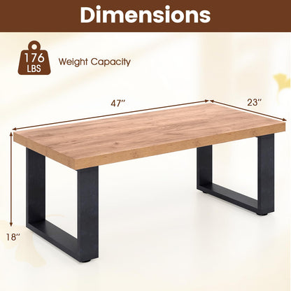 Goflame Rustic Coffee Table 47 Inch Industrial Wood Center Table with 1.8" Tabletop