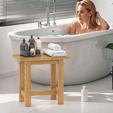 Goflame Teak Shower Bench Stool with Waterproof Spa Bath Seat for Seniors 20''L x 11''W x 18.5''H