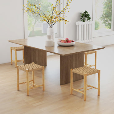 Goflame Wood Stools Set of 2, 18" Tall Boho Backless Stool Chairs with Rubber Wood Legs