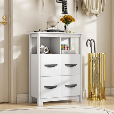 Goflame Storage Cabinet with Large Drawers, Open Storage Compartments, Anti-Tipping Kit, White
