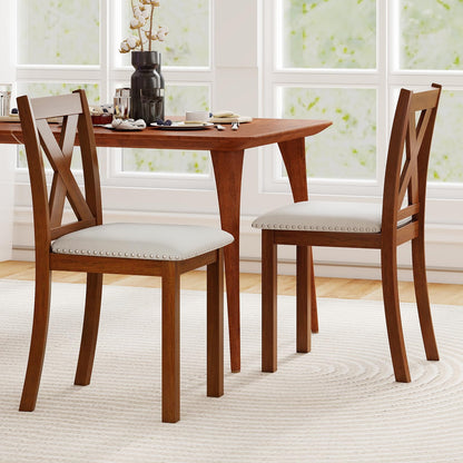 Goflame Wooden Dining Chair Set of 2/4 with Padded Seat and Curved Back