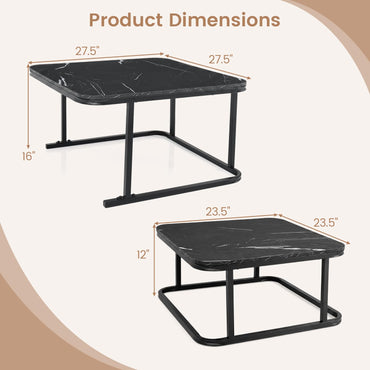 Goflame Nesting Coffee Table Set of 2 with Metal Frame