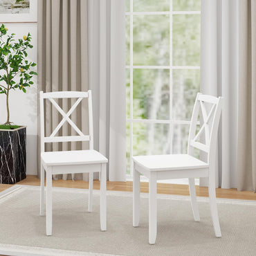Goflame Wood Dining Chairs, Armless Kitchen Chairs w/Rubber Wood Legs & Curved Backrest