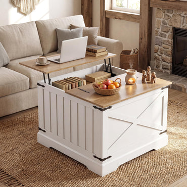 Goflame 31.5" Square Wood Center Table with Large Hidden Storage Compartment & Hinged Lift Top