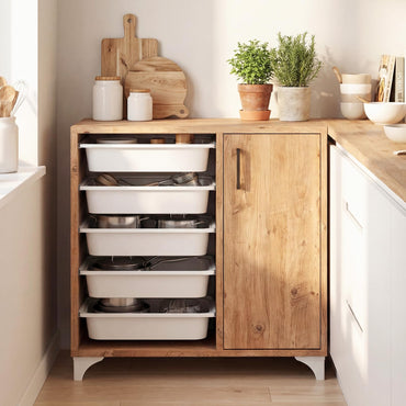 Goflame Buffet Cabinet Sideboard with Plastic Storage Drawer