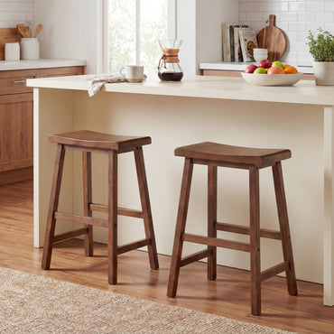 Goflame 24 Inch Counter Height Saddle Bar Stools with Footrest (2/4)