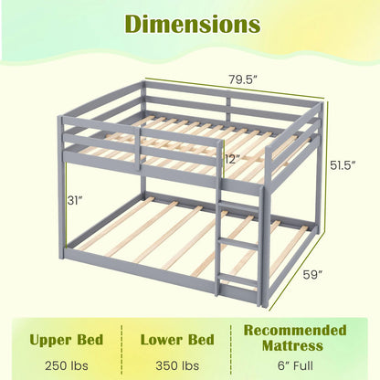Goflame Full Over Full Bunk Bed Solid Wood Kids Bunk Bed with Full-Length Guardrails