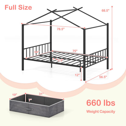Goflame Full Size House Bed with 2 Storage Drawers