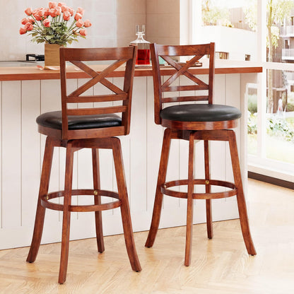 Goflame 30.5 Inch Bar Height Chairs Stools Set of 2/4 with PU Faux Leather Upholstered Seat
