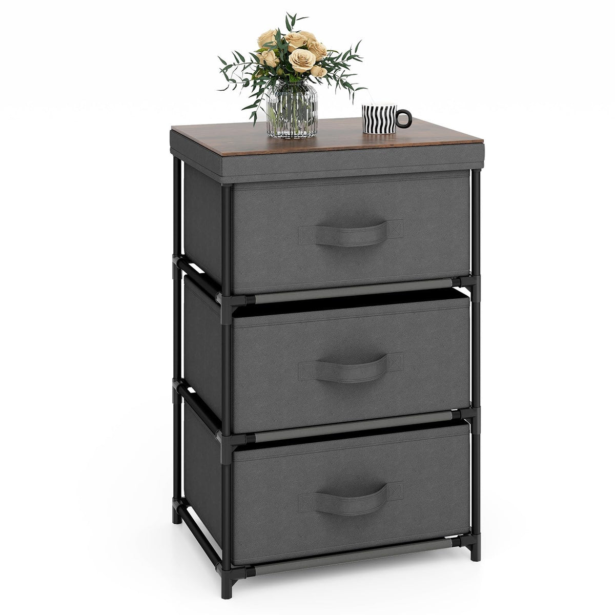 Goflame Nightstand Set of 2 with 2 Fabric Drawers