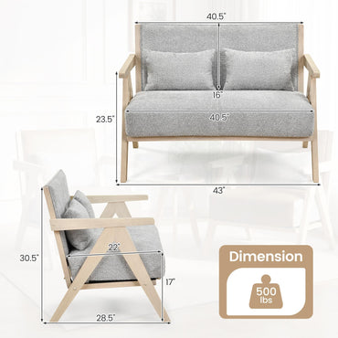 Goflame Loveseat Sofa with Throw Pillows for Small Spaces