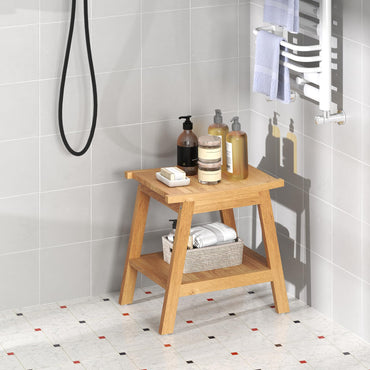 Goflame Teak Shower Bench with Shelf