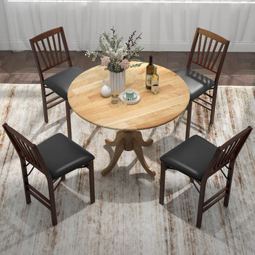 Goflame Wooden Dining Table, Dining Table with 40" D Round Tabletop & Curved Trestle Legs
