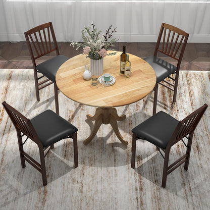 Goflame Wooden Dining Table, Dining Table with 40" D Round Tabletop & Curved Trestle Legs