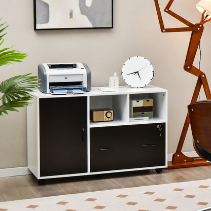 Goflame Mobile File Cabinet on Wheels - Lateral Filing Cabinet w/Drawer