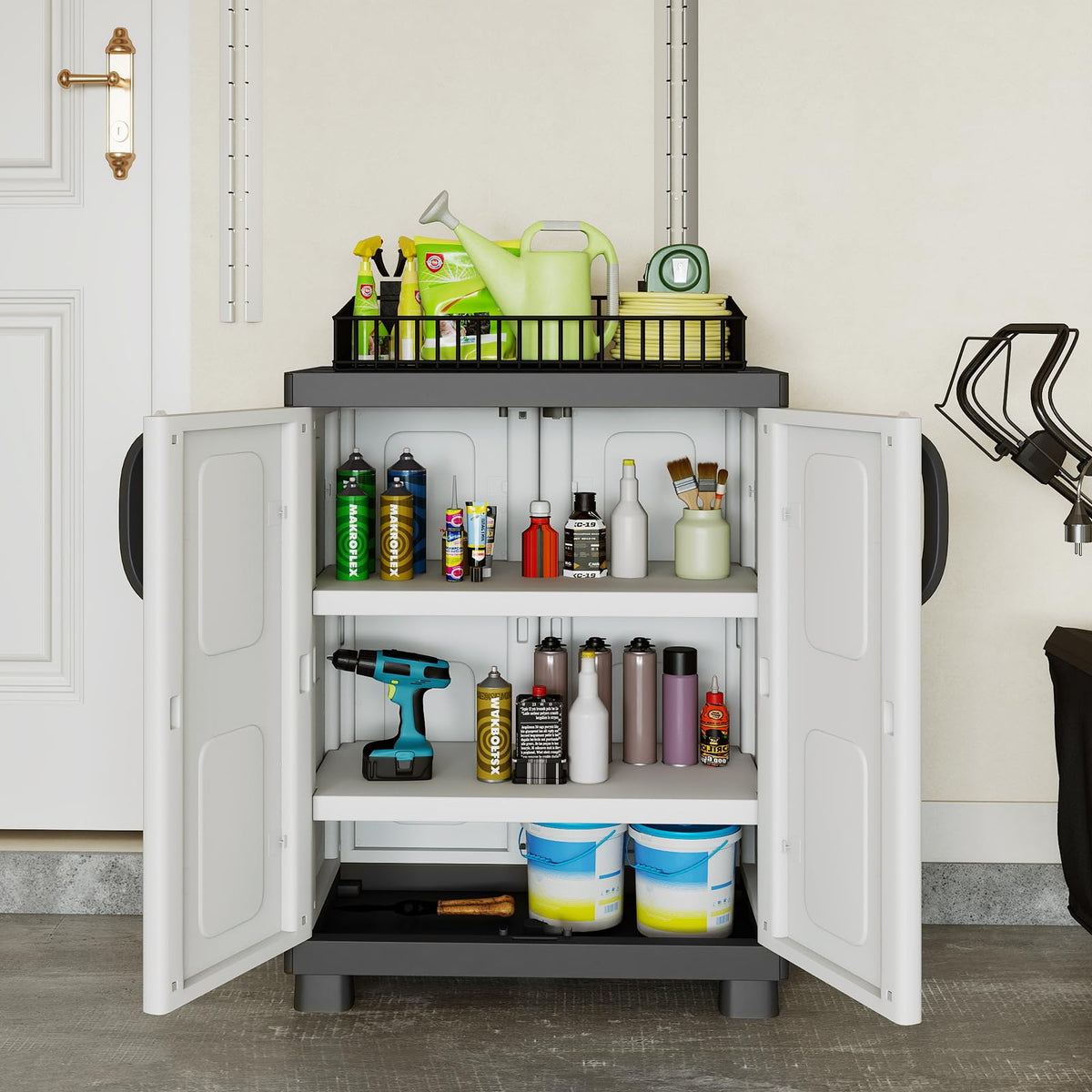 Goflame Storage Cabinet with 2 Doors and Adjustable Shelves