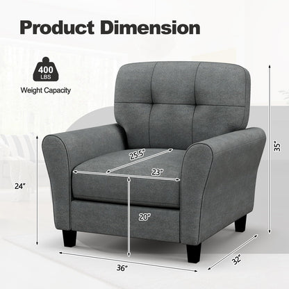 Goflame Modern Mid-Century Accent Chair - Linen Living Room Chair with Tufted Back, Grey