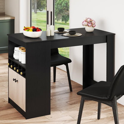 Goflame Counter Height Bar Table with Storage Cabinet