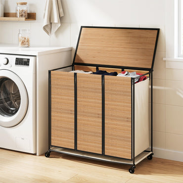 Goflame Laundry Hamper Sorter 3 Section with Lid
