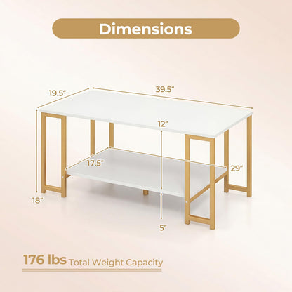 Goflame 2-Tier 39.5" Coffee Table with Storage