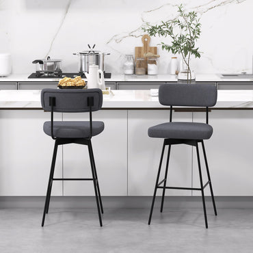 Goflame Swivel Bar Stools, Upholstered Bar Height Bar Chairs w/Padded Seat & Backrest