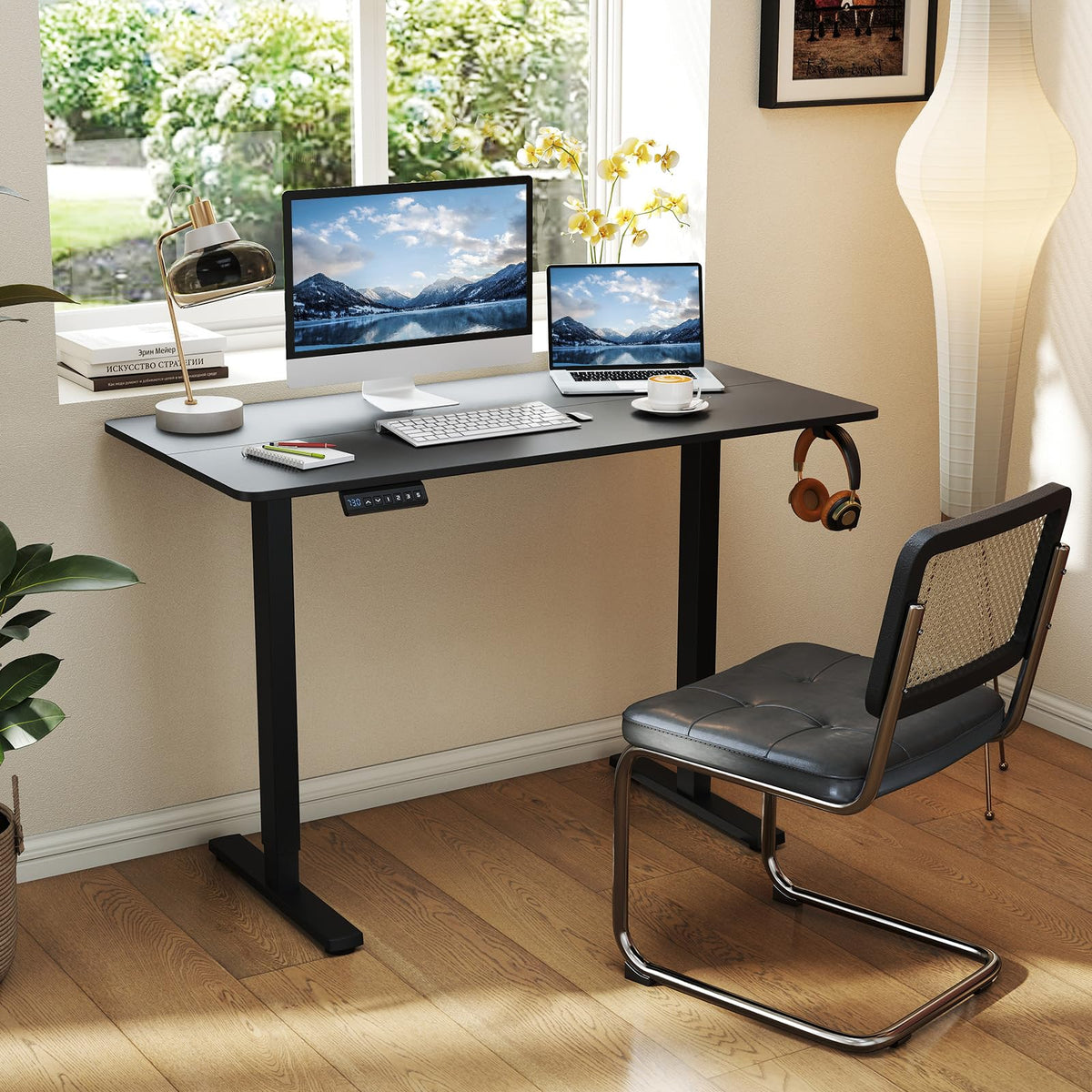 Goflame Electric Standing Desk 48" x 24" Ergonomic Height Adjustable Sit to Stand Desk with 3 Memory Preset