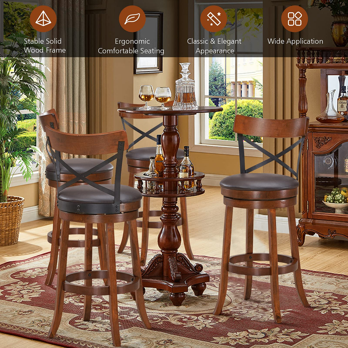 Goflame 25”Height Kitchen Counter Bar Stools for Kitchen Island, Pub, and Restaurant