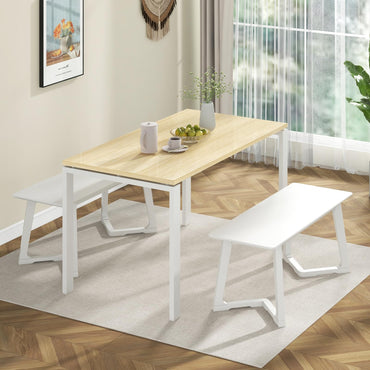 Goflame Set of 1/2 Entryway Bench, 42” Long Dining Bench with Rubber Wood Triangular Legs