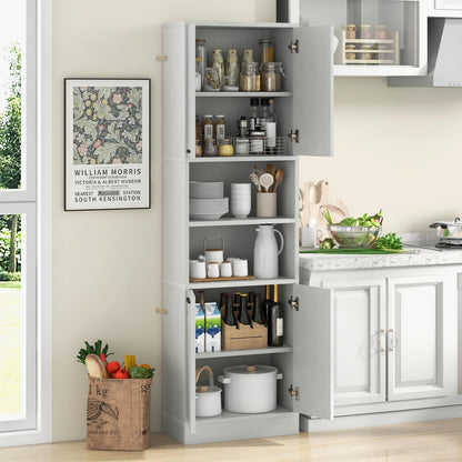Goflame Kitchen Pantry Cabinet, 75” Tall Freestanding Cupboard with Doors & Shelves