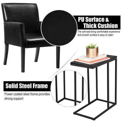Goflame Reception Guest Chairs and C-Shaped End Table 3Pcs Set