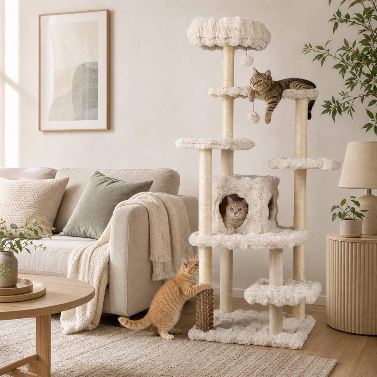 Multi-level Cat Tree with Top Perch & Cozy Condo