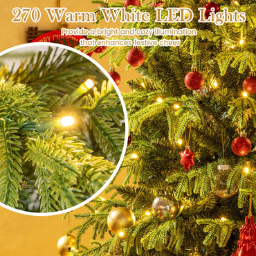 Goflame Pre-Lit Artificial Christmas Tree with PVC & Soft TPE Branch Tips & Foldable Metal Stand