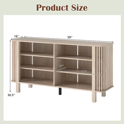 Goflame 59" TV Stand for TVs Up to 55 Inches | Modern Entertainment Center with Adjustable Shelves
