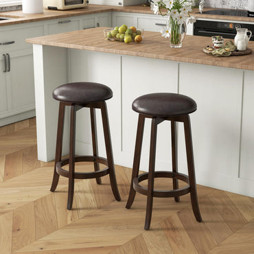 Goflame Bar Stools Set， 29"/ 24" Bar Height Bar Stools w/ 360° Swivel Round Seat & Footrest