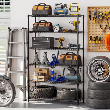 Goflame 6-Tier Metal Storage Shelving Unit with V-Shaped Wire Rack for Home Garage