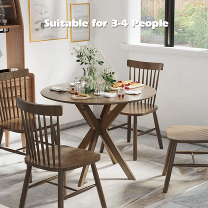 Goflame 36 Inch Round Wood Dining Table with Intersecting Pedestal Base