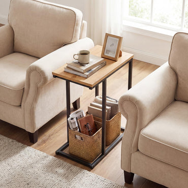 Goflame Small Sofa Couch Side Table That Slide Under with Metal Frame & Spacious Tabletop
