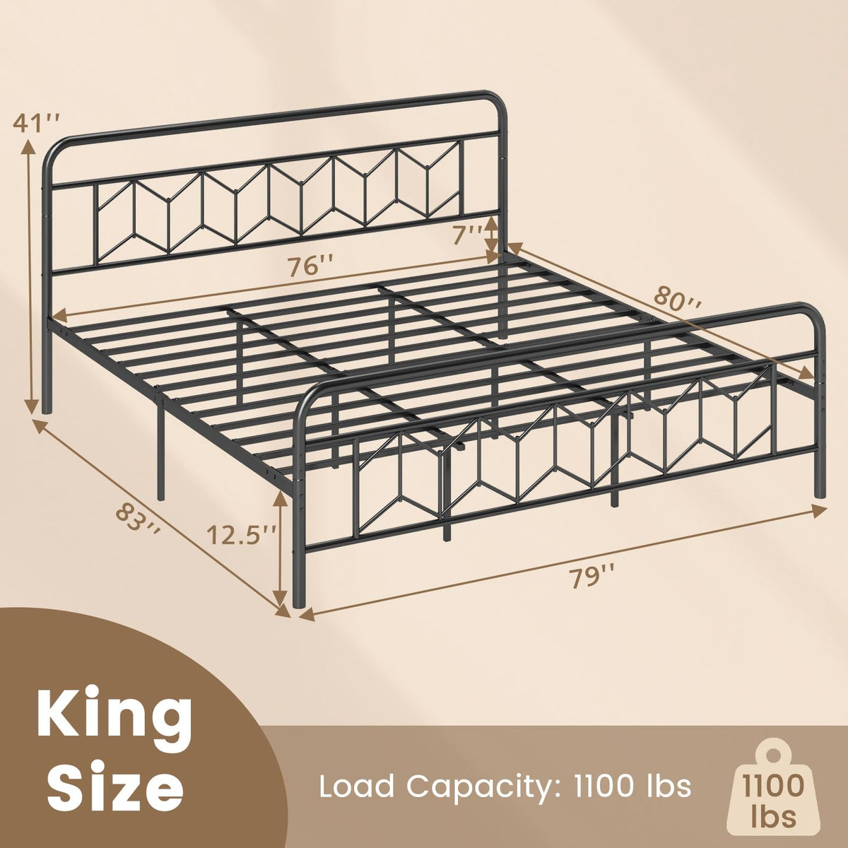 Goflame Metal Twin Bed Frames with Victorian Style Headboard & Footboard, Heavy Duty Slats Support Mattress Foundation