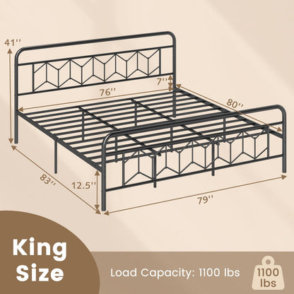 Goflame Metal Twin Bed Frames with Victorian Style Headboard & Footboard, Heavy Duty Slats Support Mattress Foundation