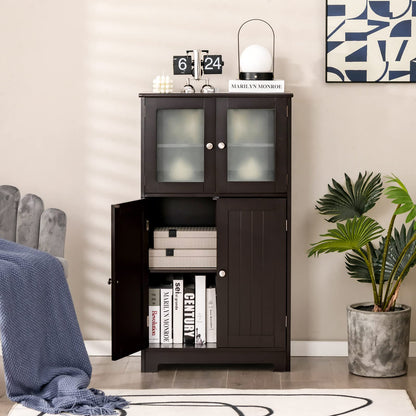 Goflame Storage Cabinet with Doors - Bathroom Floor Cabinet, Freestanding Tall Cabinet
