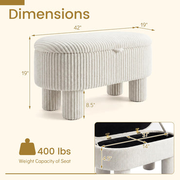 Goflame 42'' Storage Ottoman Bench with Hidden Storage Compartment & Legs