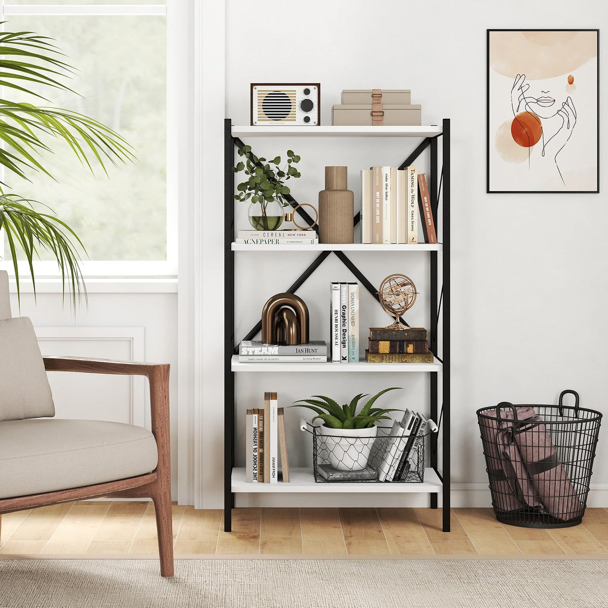 Goflame Modern Bookcase with Heavy-Duty Metal Frame (1/2)