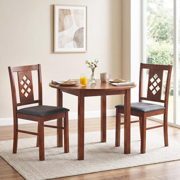 Goflame Wooden Upholstered Kitchen Chair with Elegant Diamond Back (2/4)