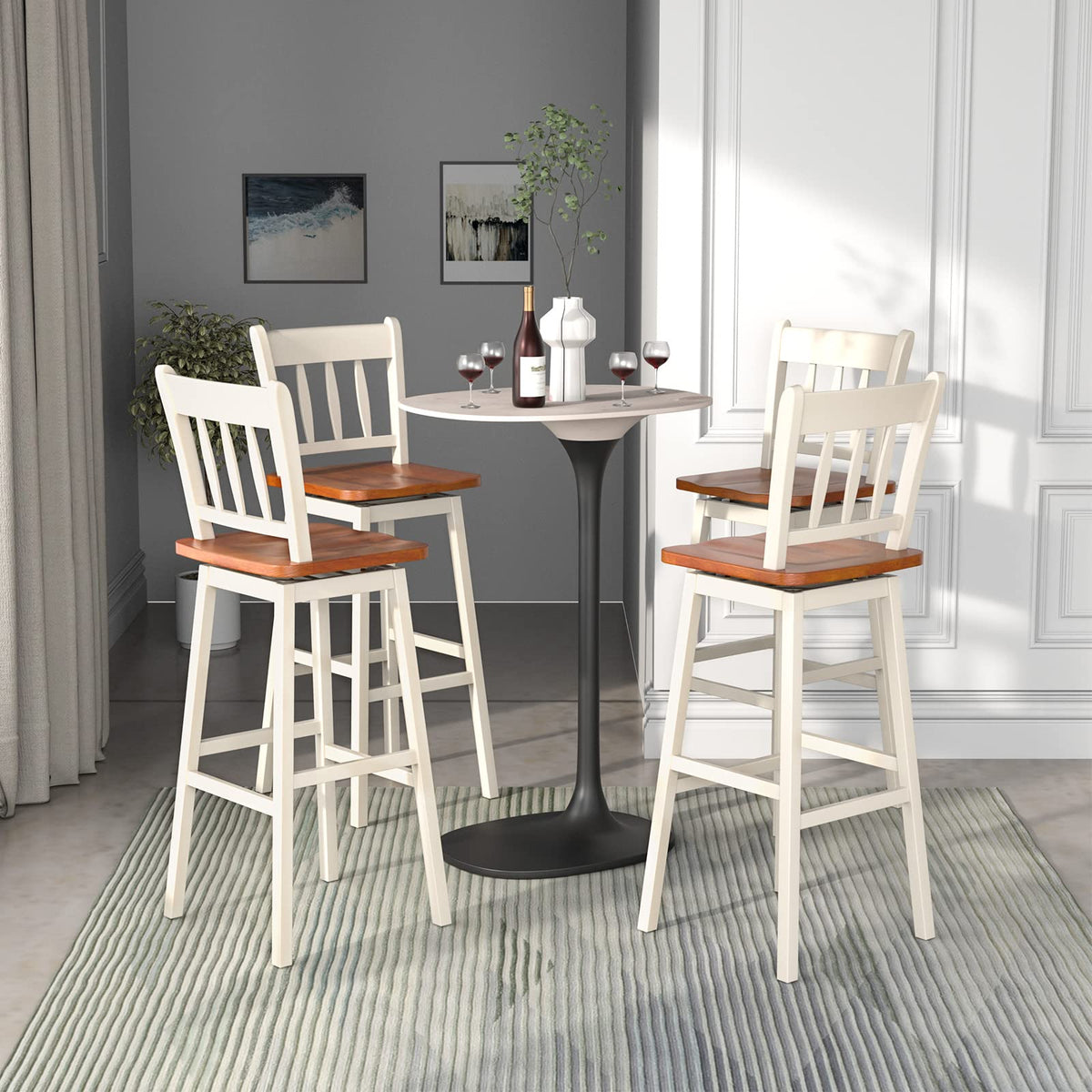 30.5 Inch Rubber Wood Bar Chairs - Goflame