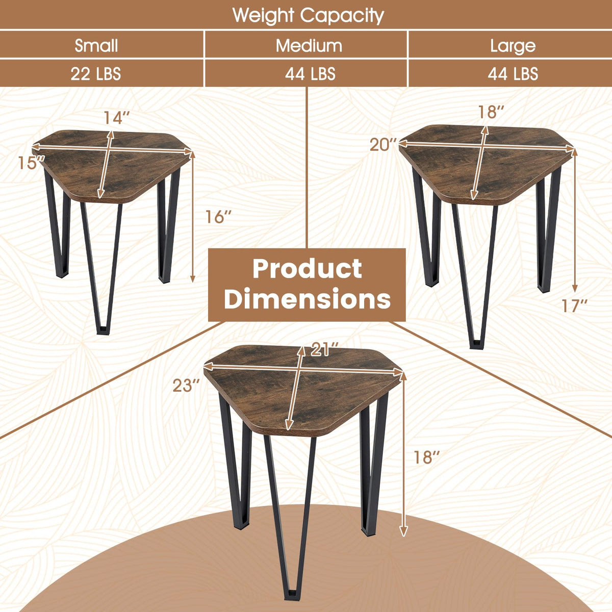 Goflame Nesting Coffee Tables Set of 3 for Living Room & Apartment