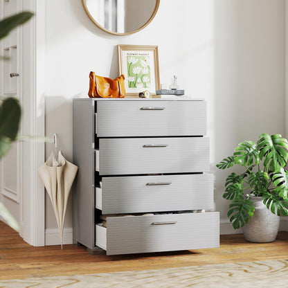 Goflame Storage Cabinet with 4 Drawers, Metal Legs & Handles, Anti-Toppling Devices, Tall Cabinet